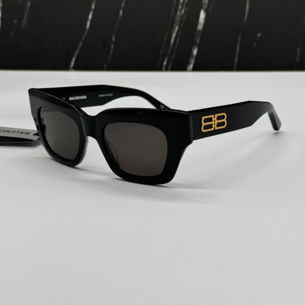 NEW BB0234S 001 BALENCIAGA SQUARE BLACK WOMEN SUNGLASSES - Picture 4 of 12
